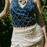 BEADED WAISTBAND WRAP SKIRT IN WHITE
