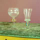 WINE GLASS, ALEXANDRIA IN AMBER/BLUE