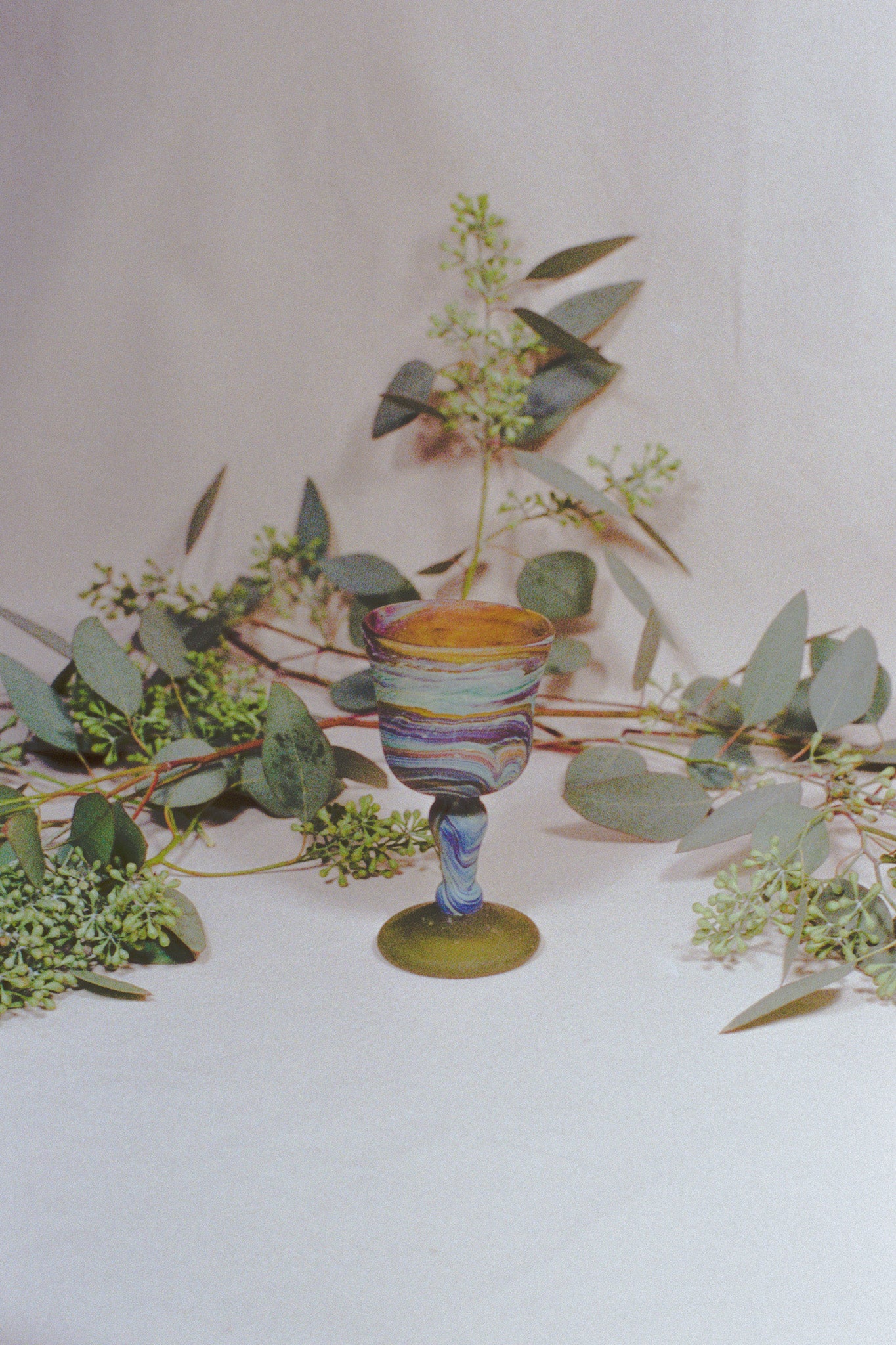 amber handblown Palestinian wine glass