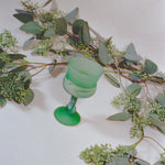 green mineral handblown glass wine drinking goblet