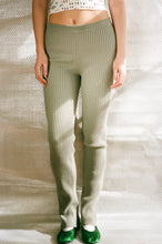 Load image into Gallery viewer, cotton nylon lycra sage fitted ribbed leggings