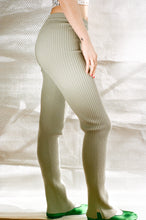 Load image into Gallery viewer, cotton nylon lycra sage fitted ribbed leggings