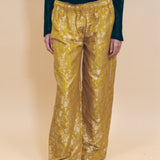 yellow silk cotton silver jacquard brocade boxing pant