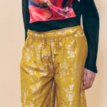 yellow silk cotton silver jacquard brocade boxing pant