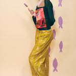 yellow silk cotton silver jacquard brocade boxing pant