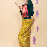 yellow silk cotton silver jacquard brocade boxing pant