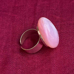 milky pink opaline glass cabochon ring 