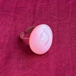 milky pink opaline glass cabochon ring 