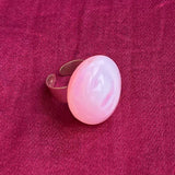 milky pink opaline glass cabochon ring 