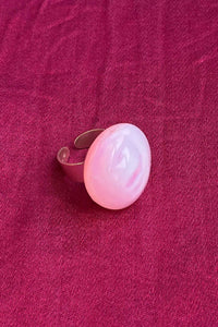 milky pink opaline glass cabochon ring 