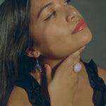 milky pink opaline glass cabochon ring 