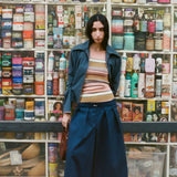 FITTED ZIP JACKET IN PETROL TROPICAL WOOL