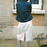 FITTED ZIP JACKET IN PETROL TROPICAL WOOL