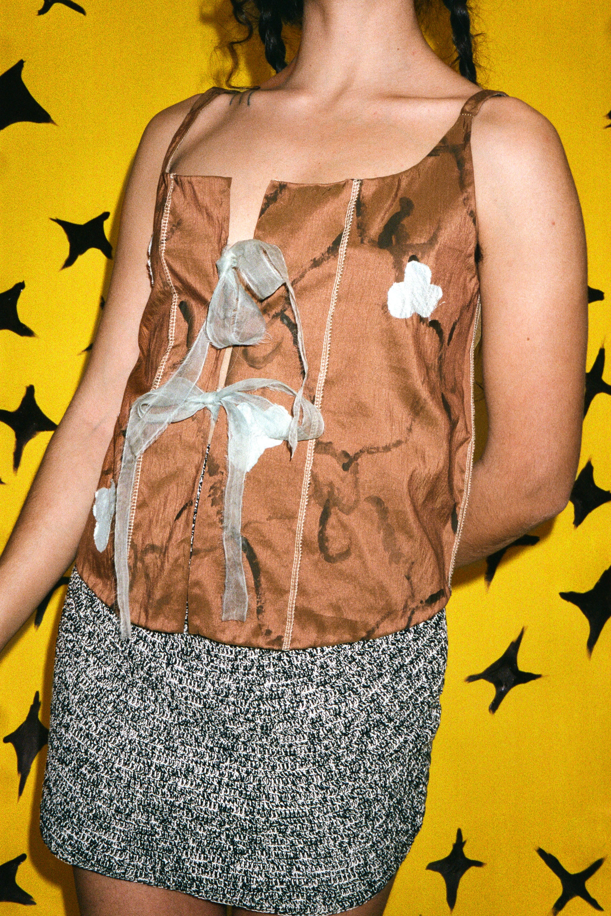 boxy fit naturally dyed corset in brown