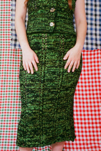 SOLA SKIRT IN CHUNKY BRAIDED GREEN AND BLACK