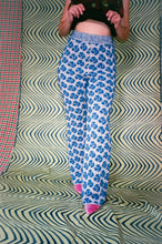Load image into Gallery viewer, GOLGOLI PANTS IN DUSTY PINK AND BLUE FLORAL JACQUARD