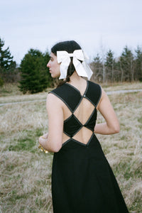 black cotton detachable dress with square cutouts