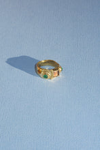 Load image into Gallery viewer, SUEDE RING WITH LAVENDER, GREEN, AND YELLOW GLASS