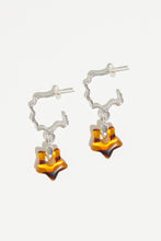 Load image into Gallery viewer, SILVER JUICY HOOPS WITH TIGERS EYE STARS