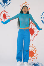 Load image into Gallery viewer, SPLIT TURTLENECK IN TURQUOISE/CARROT