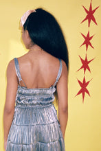 Load image into Gallery viewer, TUTTI DRESS IN OYSTER METALLIC POLKA DOT