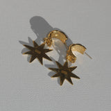brass demi hoop earrings with dangling star