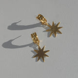 brass demi hoop earrings with dangling star