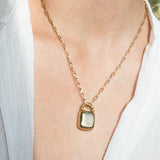 brass paperclip chain necklace with purse pendant