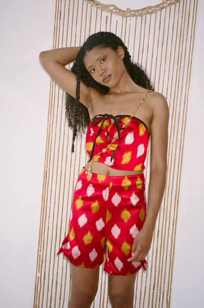 CARPATHIA TOP IN POMEGRANATE IKAT