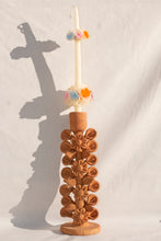 Load image into Gallery viewer, OAXACAN RED CLAY CANDLESTICK HOLDER WITH FLOWERS
