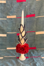 Load image into Gallery viewer, black white and red scales beeswax candle