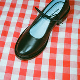 ballerina mary jane kitten heel in black leather