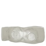 silver textured band ring with clear glass stones