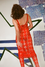 Load image into Gallery viewer, FLOWER LACE MIDI DRESS IN RED