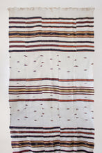 Load image into Gallery viewer, FULANI BLANKET OFF-WHITE AND BROWN ABSTRACT SHIRTING STRIPE