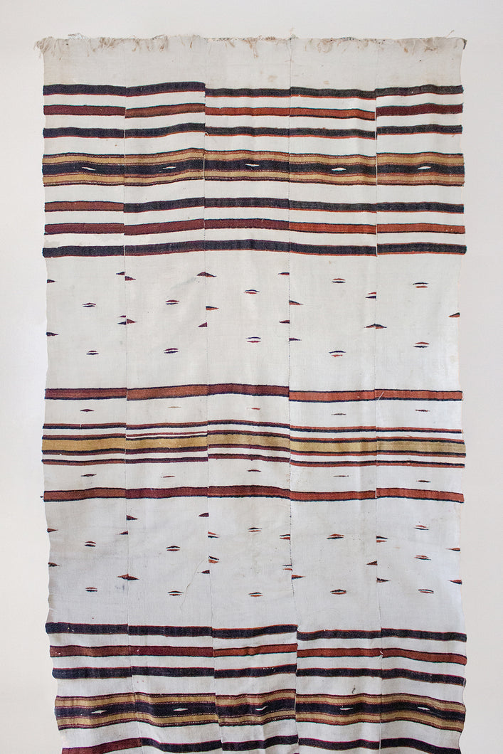 FULANI BLANKET OFF-WHITE AND BROWN ABSTRACT SHIRTING STRIPE