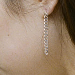 grungy glam sterling silver hanging chain stud earrings