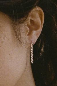 grungy glam sterling silver hanging chain stud earrings