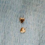 18k plated textured heart drop earrings