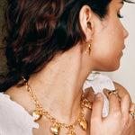 18k plated textured heart drop earrings