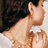 18k plated textured heart drop earrings