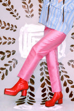 Load image into Gallery viewer, 80s style fitted silk pant in hot pink