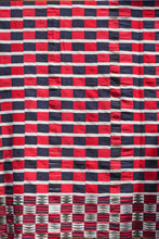 Load image into Gallery viewer, Early 20th century EWE KENTE - RED BLUE WHITE CHECKER - 100% SILK SHOP