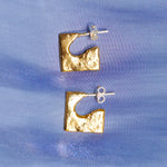 22k gold sterling silver mini square stud earrings