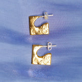 22k gold sterling silver mini square stud earrings