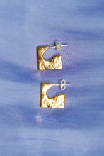 Load image into Gallery viewer, 22k gold sterling silver mini square stud earrings