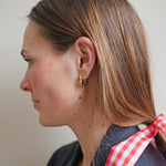 22k gold sterling silver mini square stud earrings