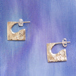 22k gold sterling silver mini square stud earrings