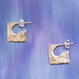 22k gold sterling silver mini square stud earrings