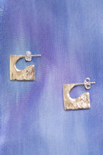 Load image into Gallery viewer, 22k gold sterling silver mini square stud earrings